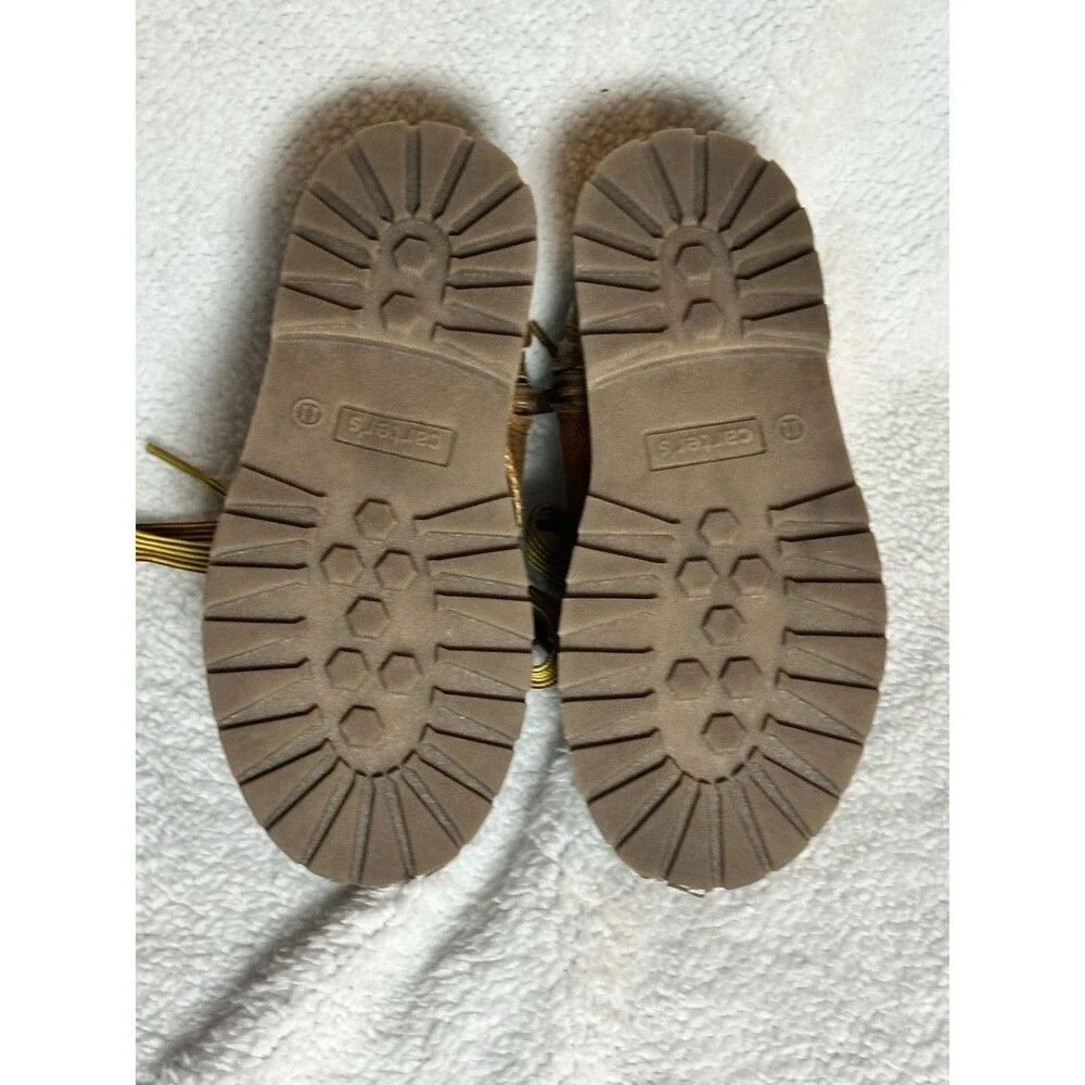 Carter’s Tan Leather Ankle Boots Boy’s Size 11M Laces And Zip Work Boots